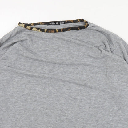 Boohoo Womens Grey  Polyester Basic T-Shirt Size 8 Round Neck