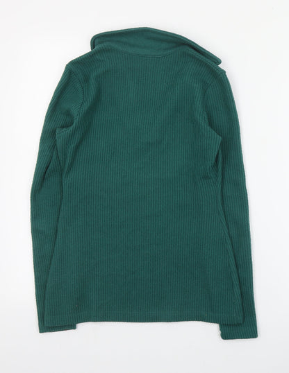 Dunnes Stores Womens Green V-Neck  Polyester Pullover Jumper Size XS