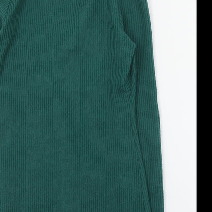 Dunnes Stores Womens Green V-Neck  Polyester Pullover Jumper Size XS