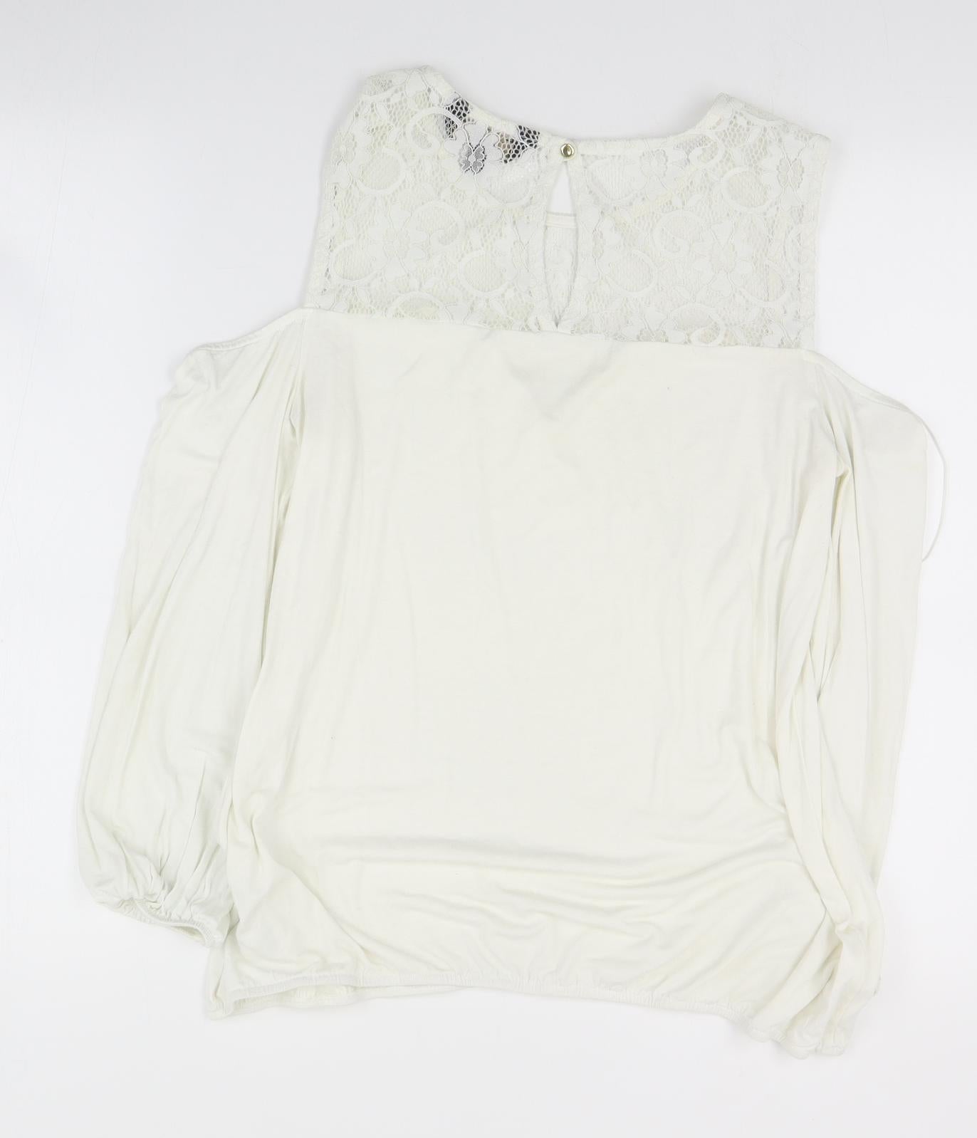 Womens UK Size 12 Lipsy Ivory Basic Blouse