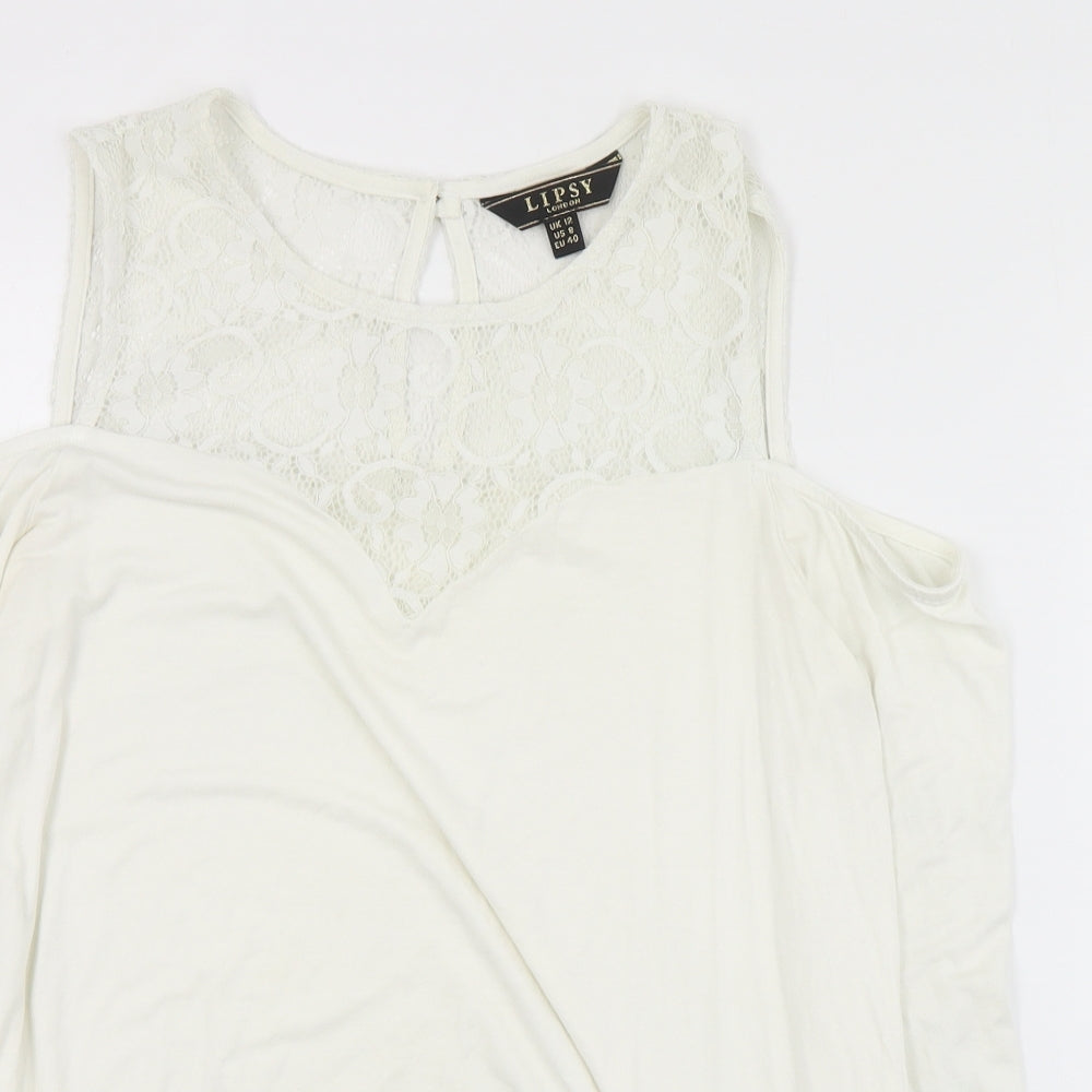 Womens UK Size 12 Lipsy Ivory Basic Blouse