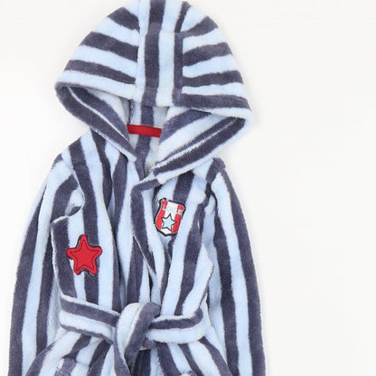 Matalan Baby Blue Striped Polyester Kimono Gown Size 9-12 Months  Tie - Football