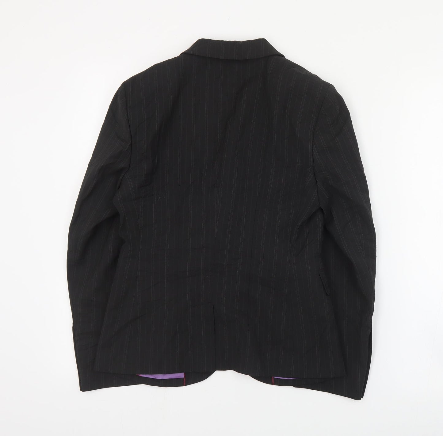 Brook Taverner Womens Black Striped Polyester Jacket Suit Jacket Size 6