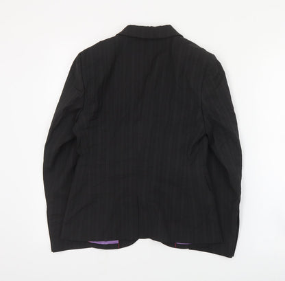 Brook Taverner Womens Black Striped Polyester Jacket Suit Jacket Size 6
