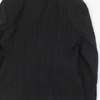 Brook Taverner Womens Black Striped Polyester Jacket Suit Jacket Size 6