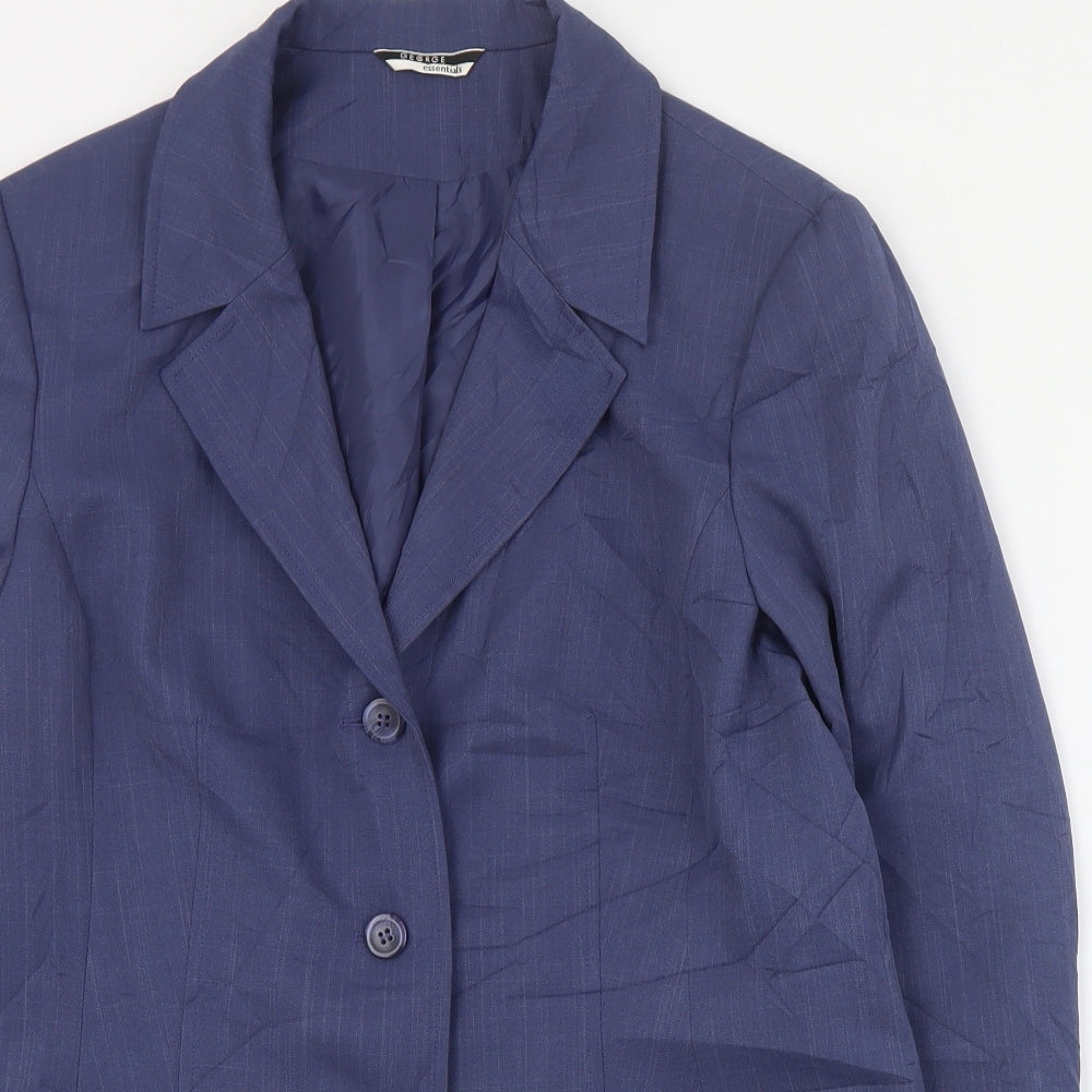 George Womens Blue  Polyester Jacket Suit Jacket Size 14