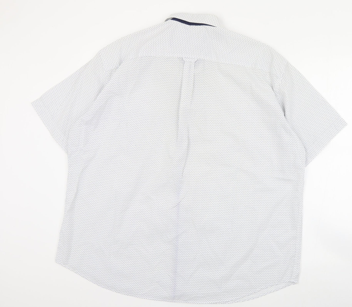 S&C Mens White Geometric Polyester  Button-Up Size L Collared Button