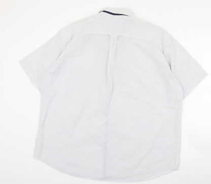 S&C Mens White Geometric Polyester  Button-Up Size L Collared Button