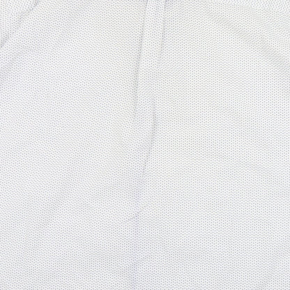 S&C Mens White Geometric Polyester  Button-Up Size L Collared Button