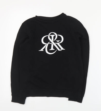 River Island Boys Black  Cotton Pullover Sweatshirt Size 9-10 Years  Pullover