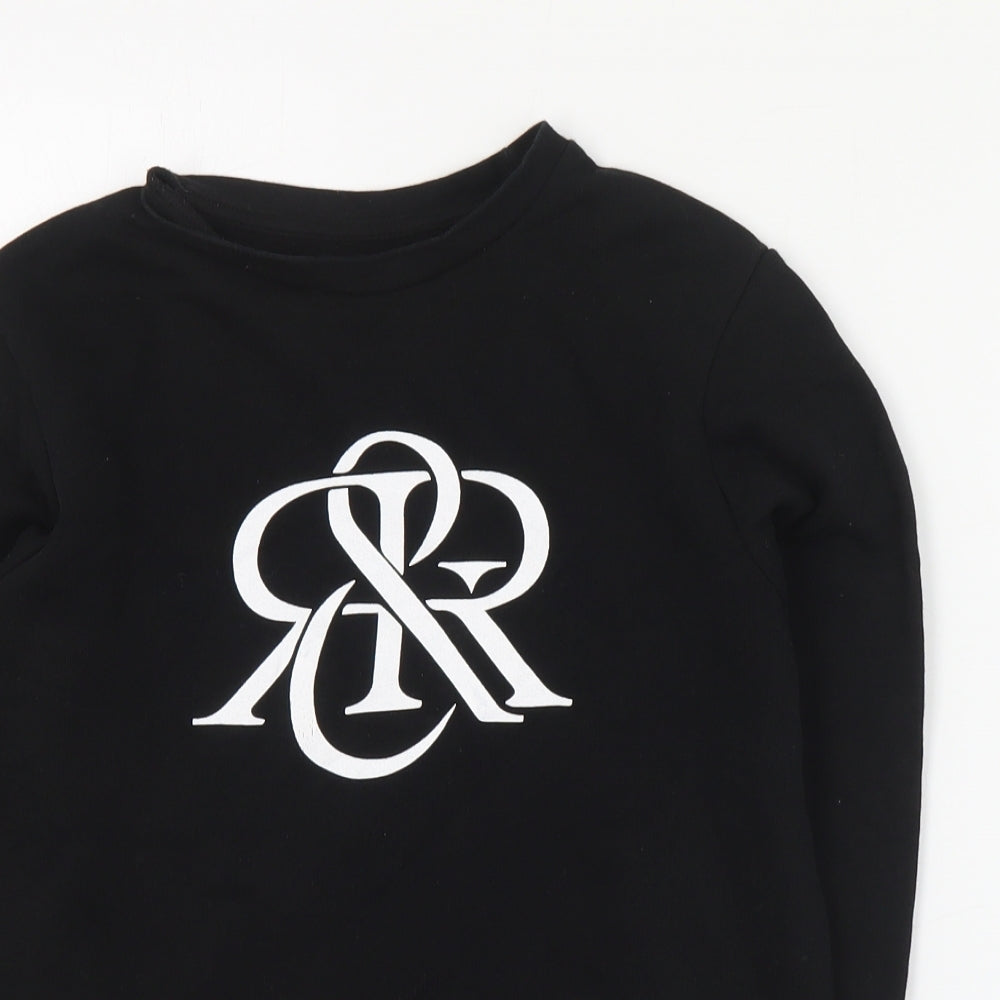 River Island Boys Black  Cotton Pullover Sweatshirt Size 9-10 Years  Pullover