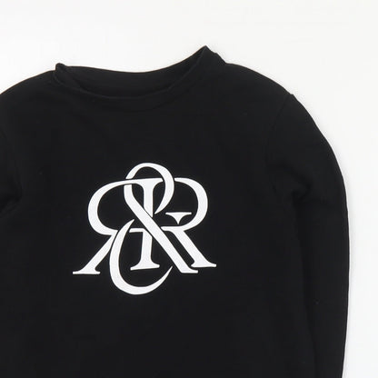 River Island Boys Black  Cotton Pullover Sweatshirt Size 9-10 Years  Pullover