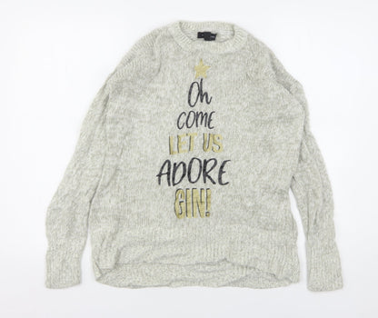 Womens UK Size S New Look Grey Pullover Jumper