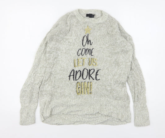 Womens UK Size S New Look Grey Pullover Jumper