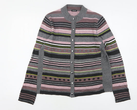 Gerry Weber  Womens Multicoloured Round Neck Striped Cotton Cardigan Jumper Size 14