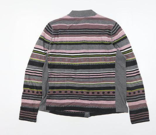 Gerry Weber  Womens Multicoloured Round Neck Striped Cotton Cardigan Jumper Size 14