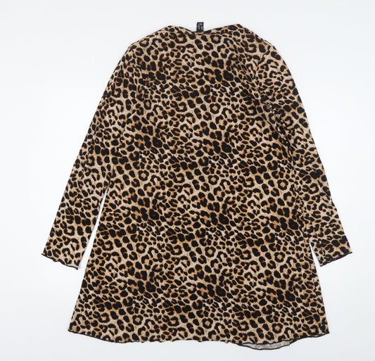 Topshop Womens Multicoloured Animal Print Polyester A-Line  Size 12  Round Neck