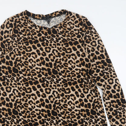 Topshop Womens Multicoloured Animal Print Polyester A-Line  Size 12  Round Neck