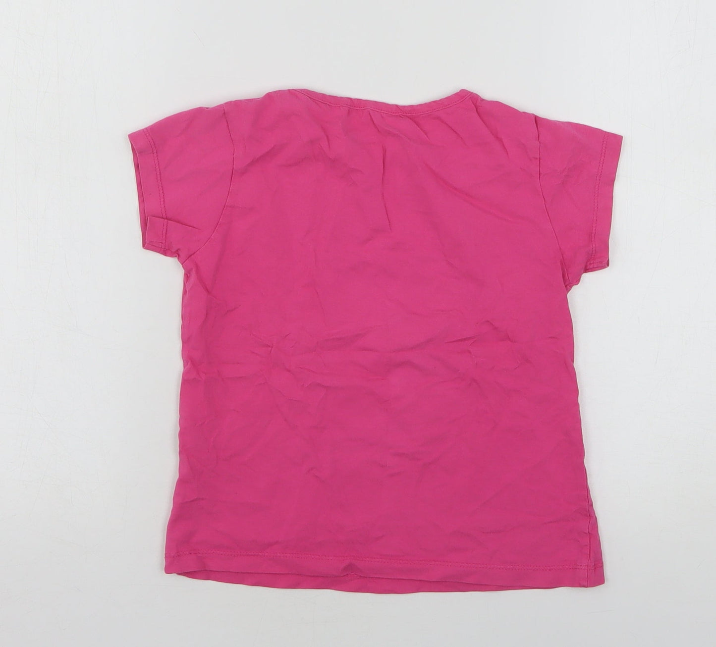 Disneyland  Girls Pink  Cotton Basic T-Shirt Size 8 Years Round Neck