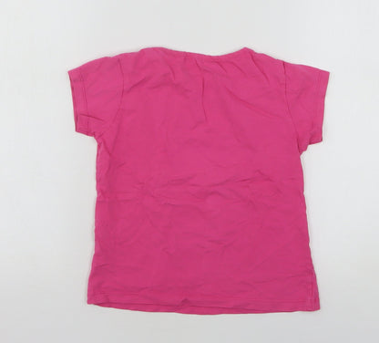 Disneyland  Girls Pink  Cotton Basic T-Shirt Size 8 Years Round Neck
