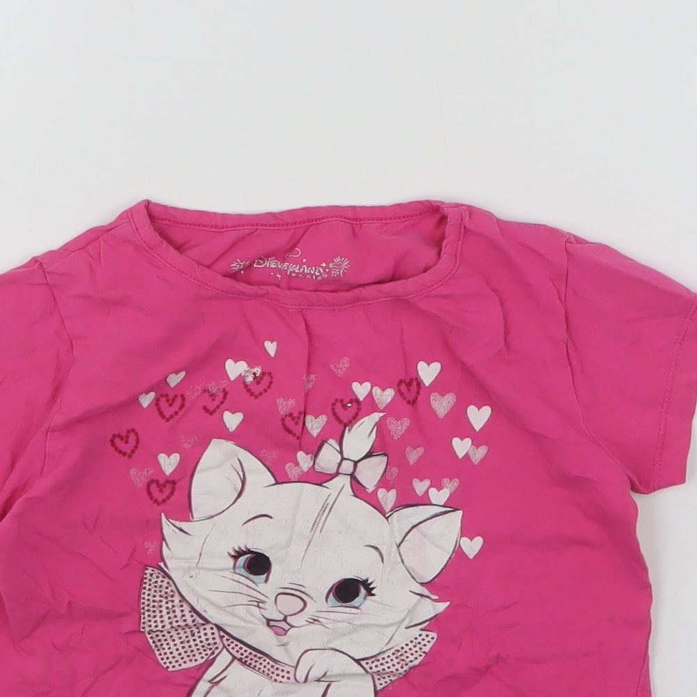 Disneyland  Girls Pink  Cotton Basic T-Shirt Size 8 Years Round Neck