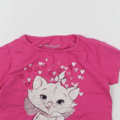 Disneyland  Girls Pink  Cotton Basic T-Shirt Size 8 Years Round Neck