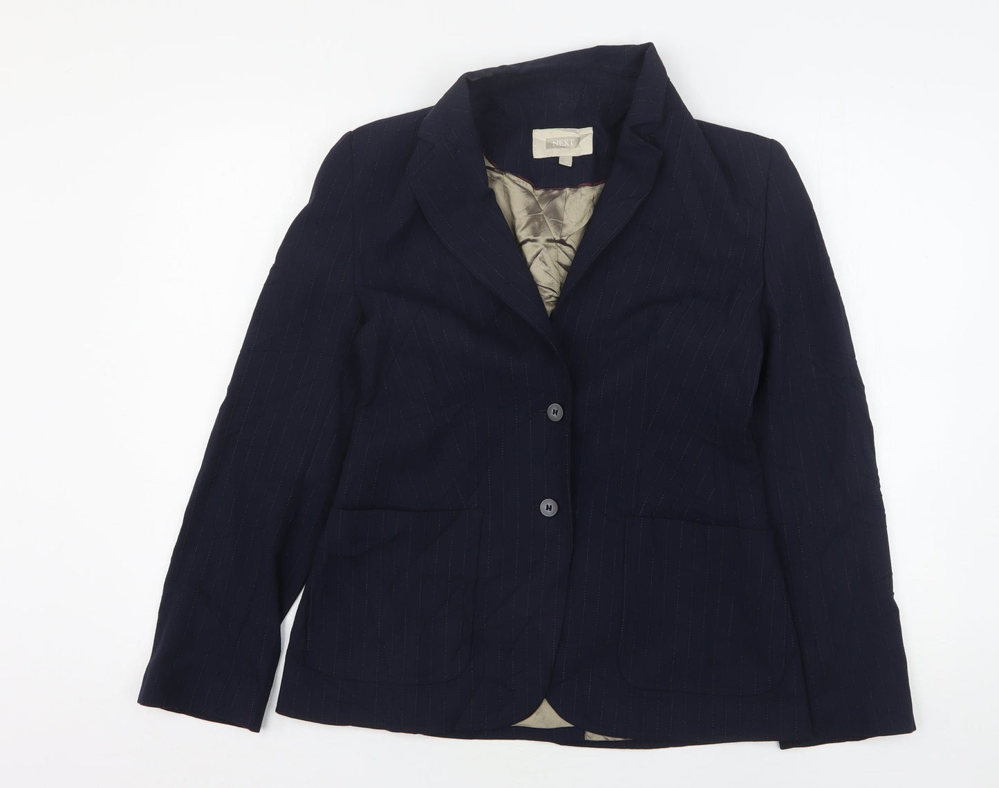 NEXT Womens Blue Striped Polyester Jacket Suit Jacket Size 12
