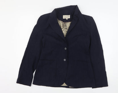 NEXT Womens Blue Striped Polyester Jacket Suit Jacket Size 12