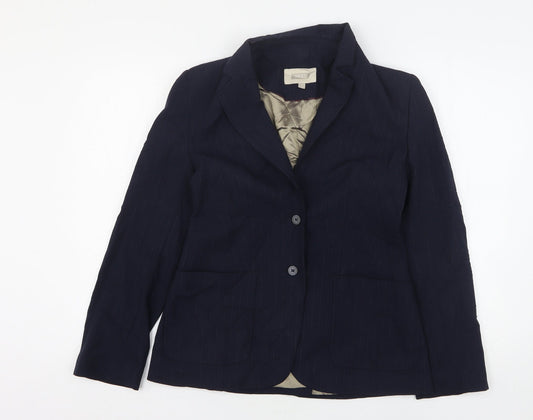 NEXT Womens Blue Striped Polyester Jacket Suit Jacket Size 12