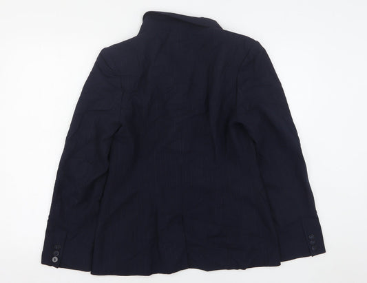 NEXT Womens Blue Striped Polyester Jacket Suit Jacket Size 12