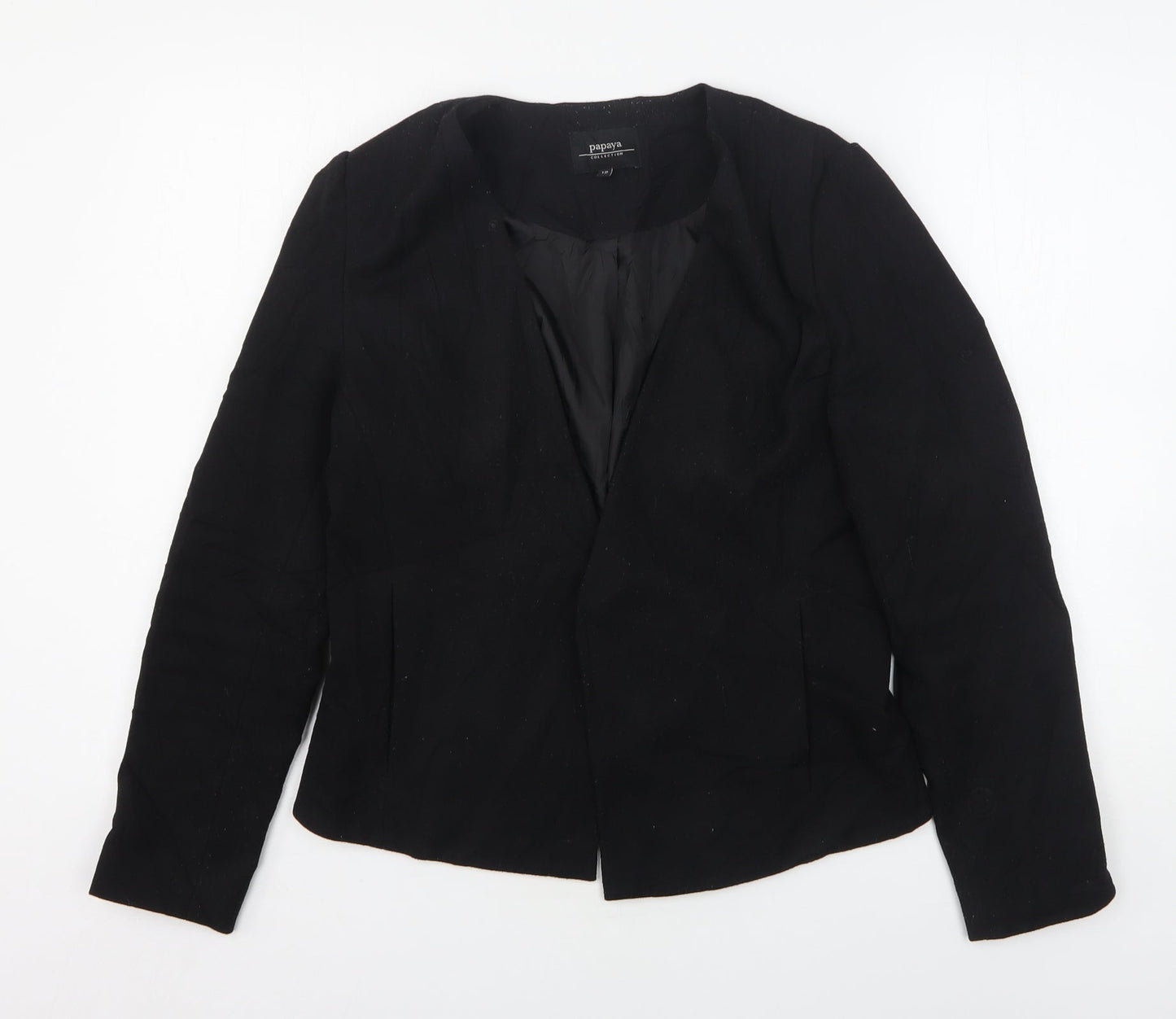 Papaya Womens Black  Polyester Jacket Blazer Size 12