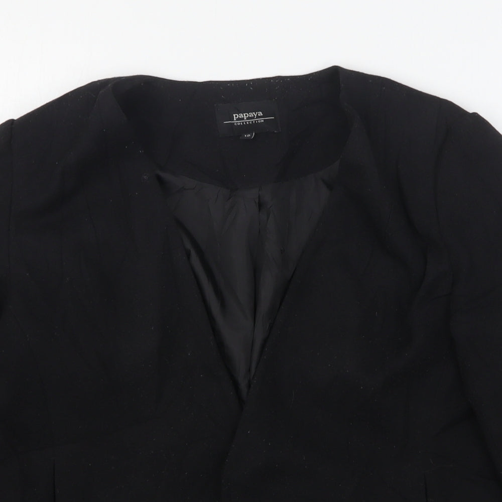 Papaya Womens Black  Polyester Jacket Blazer Size 12