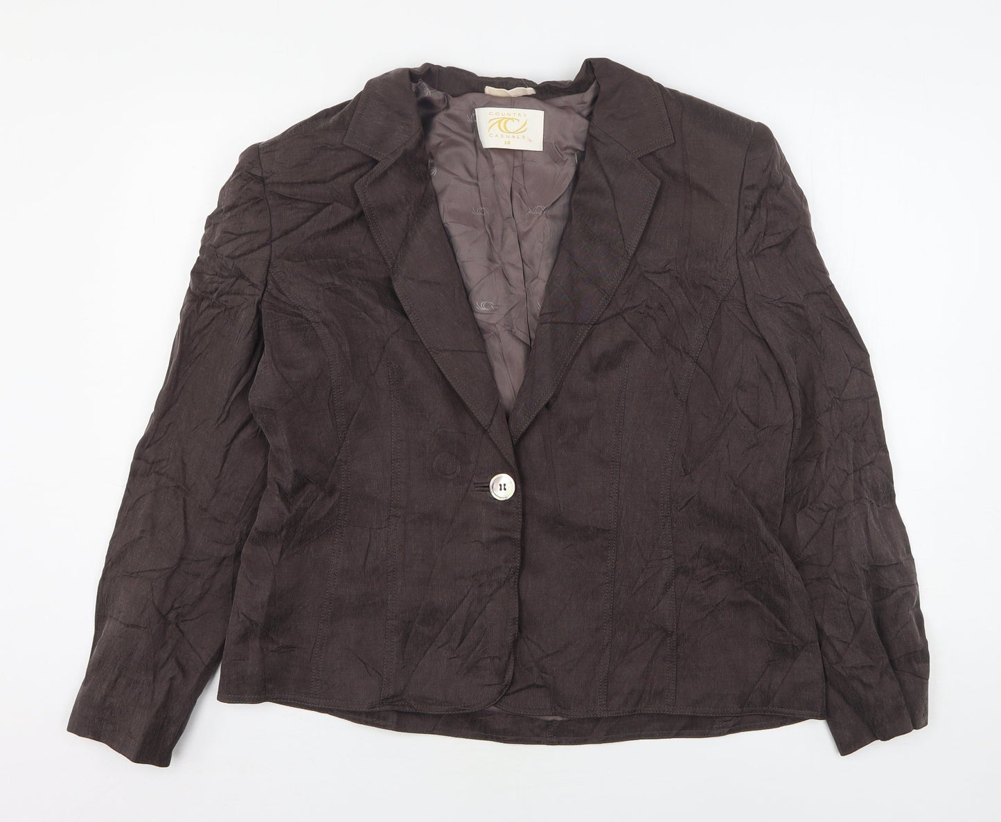 Country Casuals Womens Brown  Cupro Jacket Suit Jacket Size 18