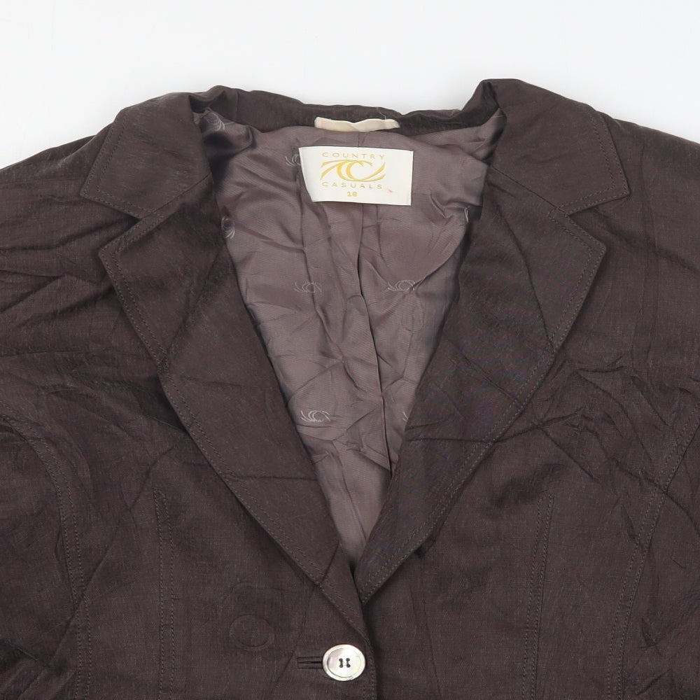Country Casuals Womens Brown  Cupro Jacket Suit Jacket Size 18