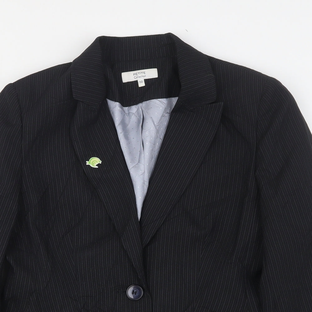Debenhams Womens Black Striped Polyester Jacket Suit Jacket Size 10