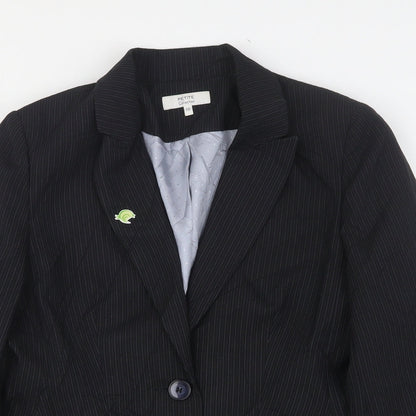 Debenhams Womens Black Striped Polyester Jacket Suit Jacket Size 10
