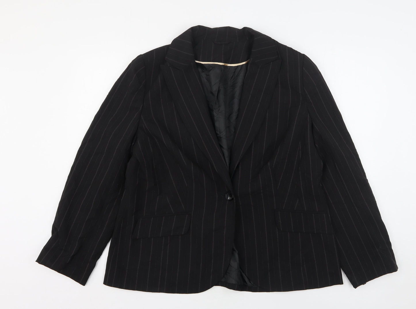 Dorothy Perkins Womens Black Striped Polyester Jacket Suit Jacket Size 18