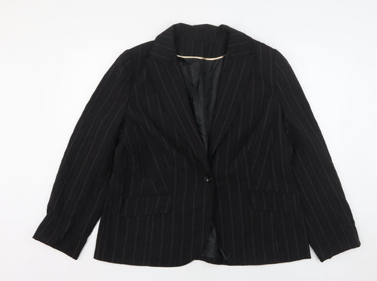 Dorothy Perkins Womens Black Striped Polyester Jacket Suit Jacket Size 18