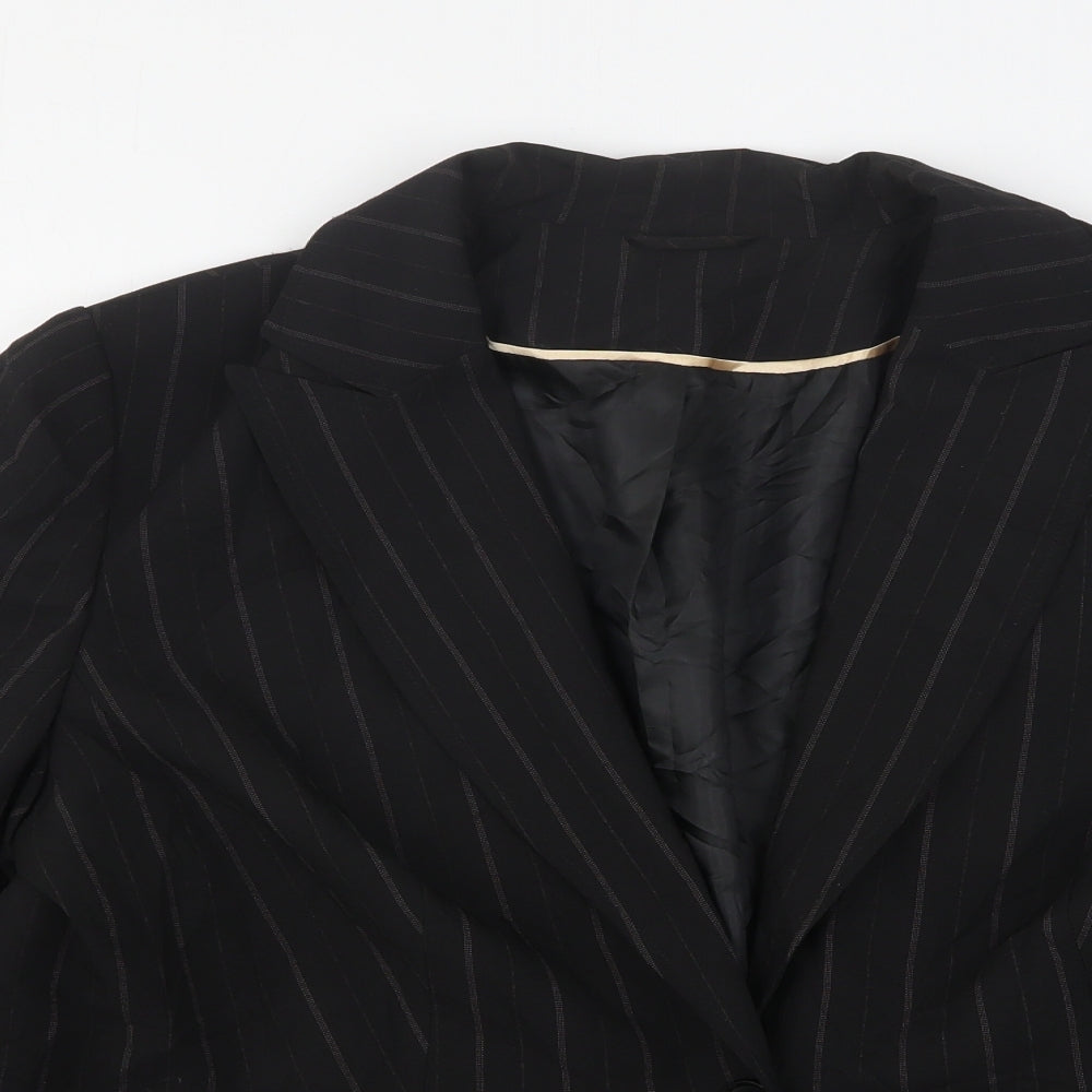 Dorothy Perkins Womens Black Striped Polyester Jacket Suit Jacket Size 18