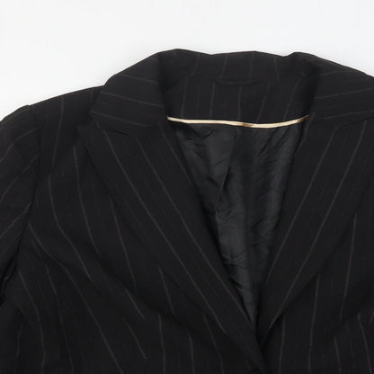 Dorothy Perkins Womens Black Striped Polyester Jacket Suit Jacket Size 18