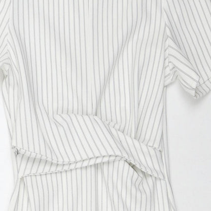 Miss Selfridge Womens White Striped Polyester Pencil Dress  Size 6  Crew Neck