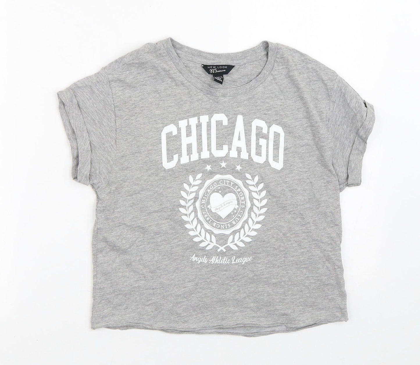 New Look Boys Grey  Cotton Basic T-Shirt Size 8-9 Years Crew Neck  - Chicago