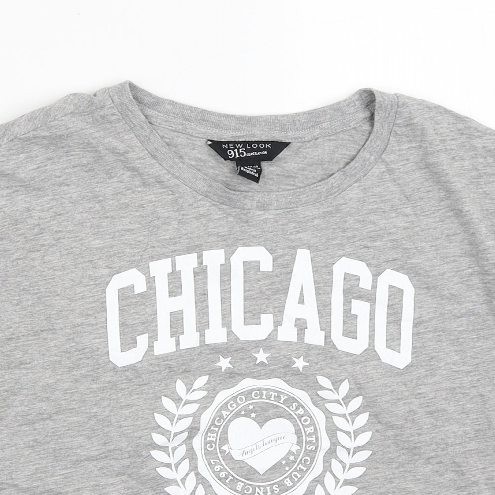 New Look Boys Grey  Cotton Basic T-Shirt Size 8-9 Years Crew Neck  - Chicago