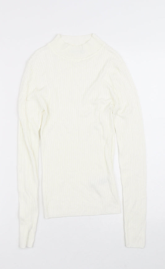 Primark Womens White Crew Neck  Viscose Pullover Jumper Size 2XS