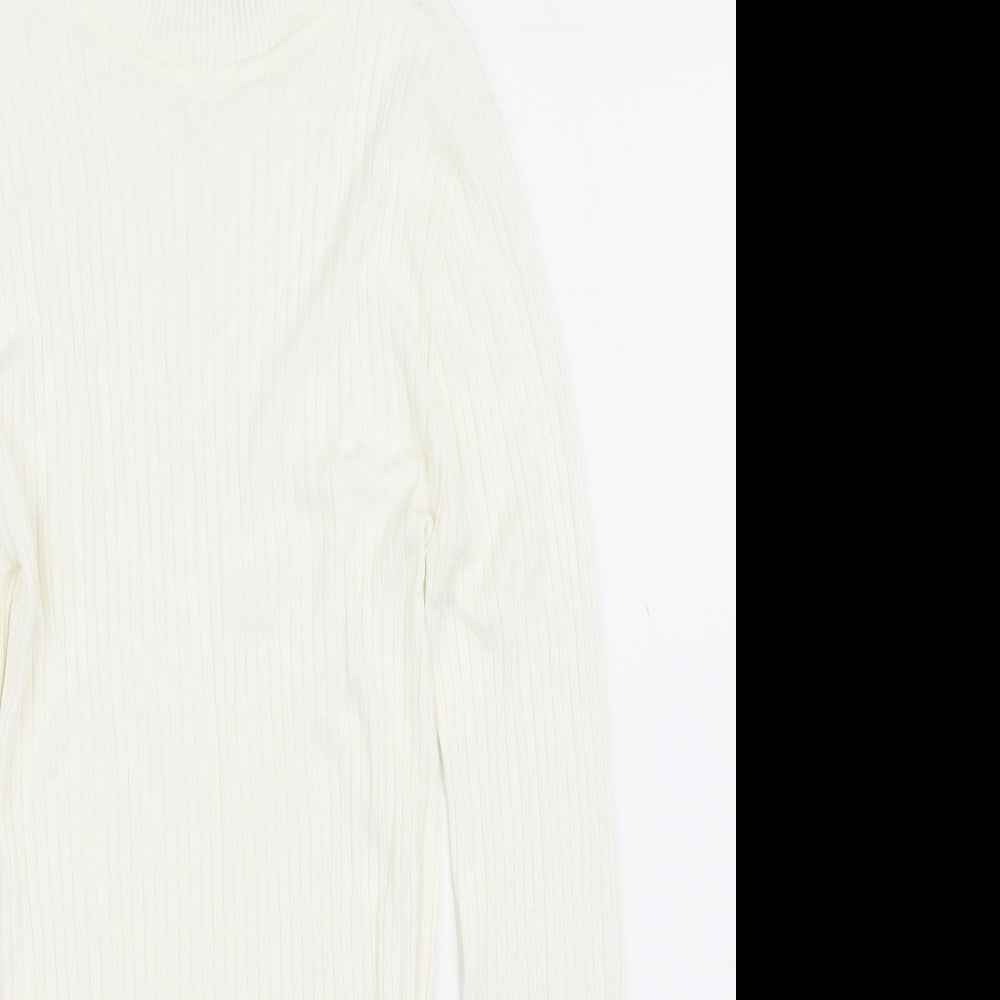 Primark Womens White Crew Neck  Viscose Pullover Jumper Size 2XS