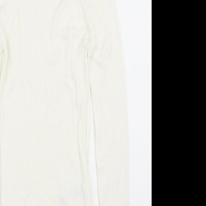 Primark Womens White Crew Neck  Viscose Pullover Jumper Size 2XS