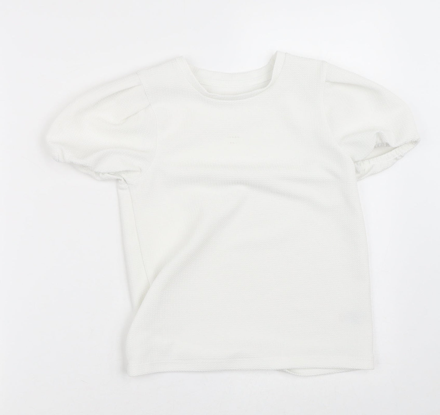 Dunnes Stores Girls White  Polyester Basic Blouse Size 10-11 Years Crew Neck