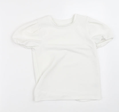 Dunnes Stores Girls White  Polyester Basic Blouse Size 10-11 Years Crew Neck