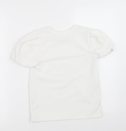 Dunnes Stores Girls White  Polyester Basic Blouse Size 10-11 Years Crew Neck