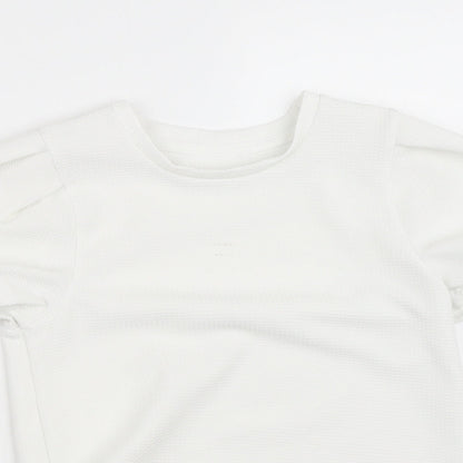 Dunnes Stores Girls White  Polyester Basic Blouse Size 10-11 Years Crew Neck